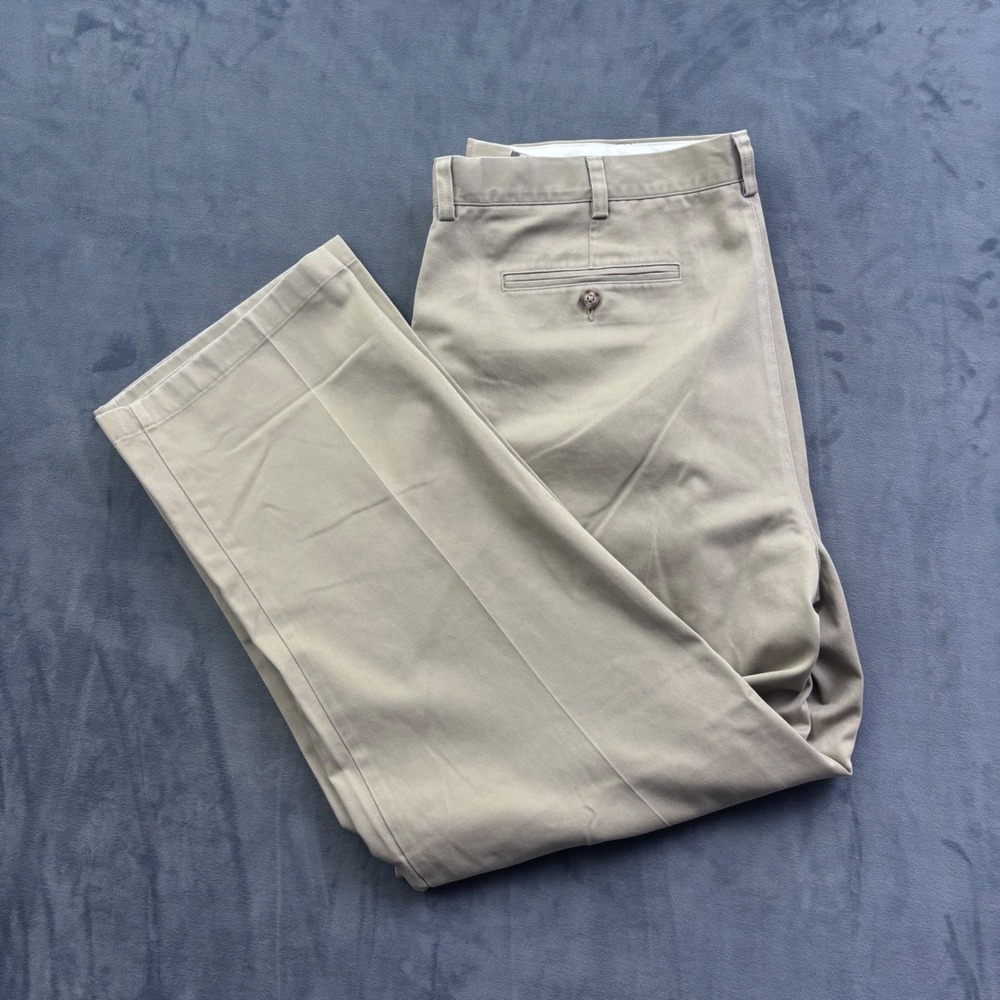LL Bean Mens Comfort Waist Chinos Khaki Cotton Twill Pants 40x30 245698